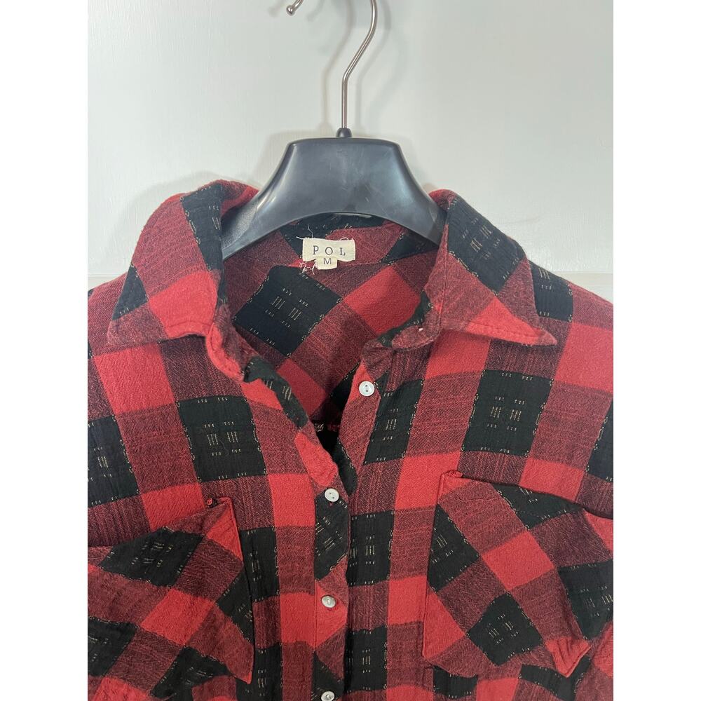 POL Bohemian Inspired Plaid Ombré Button Down Size Women M Medium‎ Oversized Fit - Picture 5 of 9